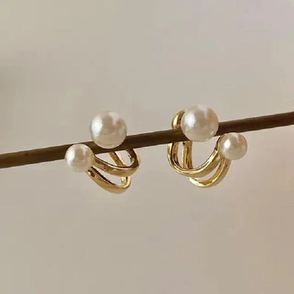 Double Pearl Stud Earring - Sori Style